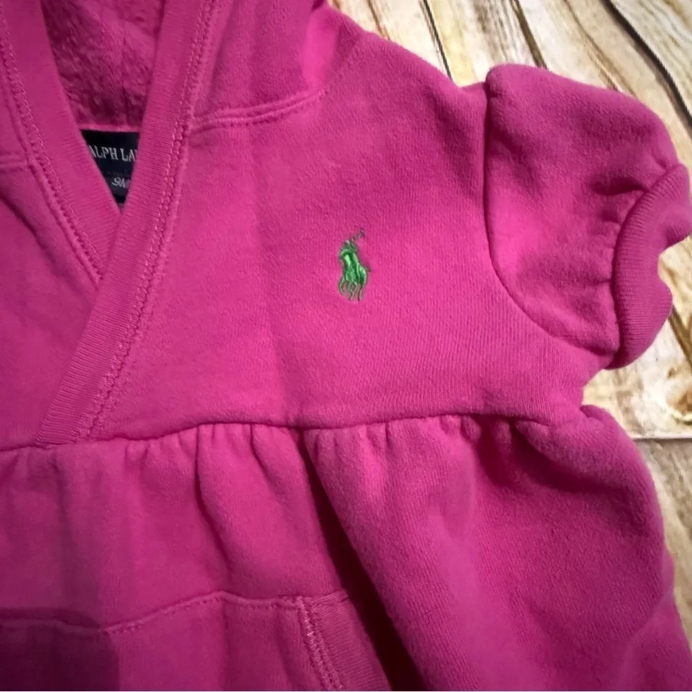Ralph Lauren Pink Green Pony Hooded Sweatshirt Dress